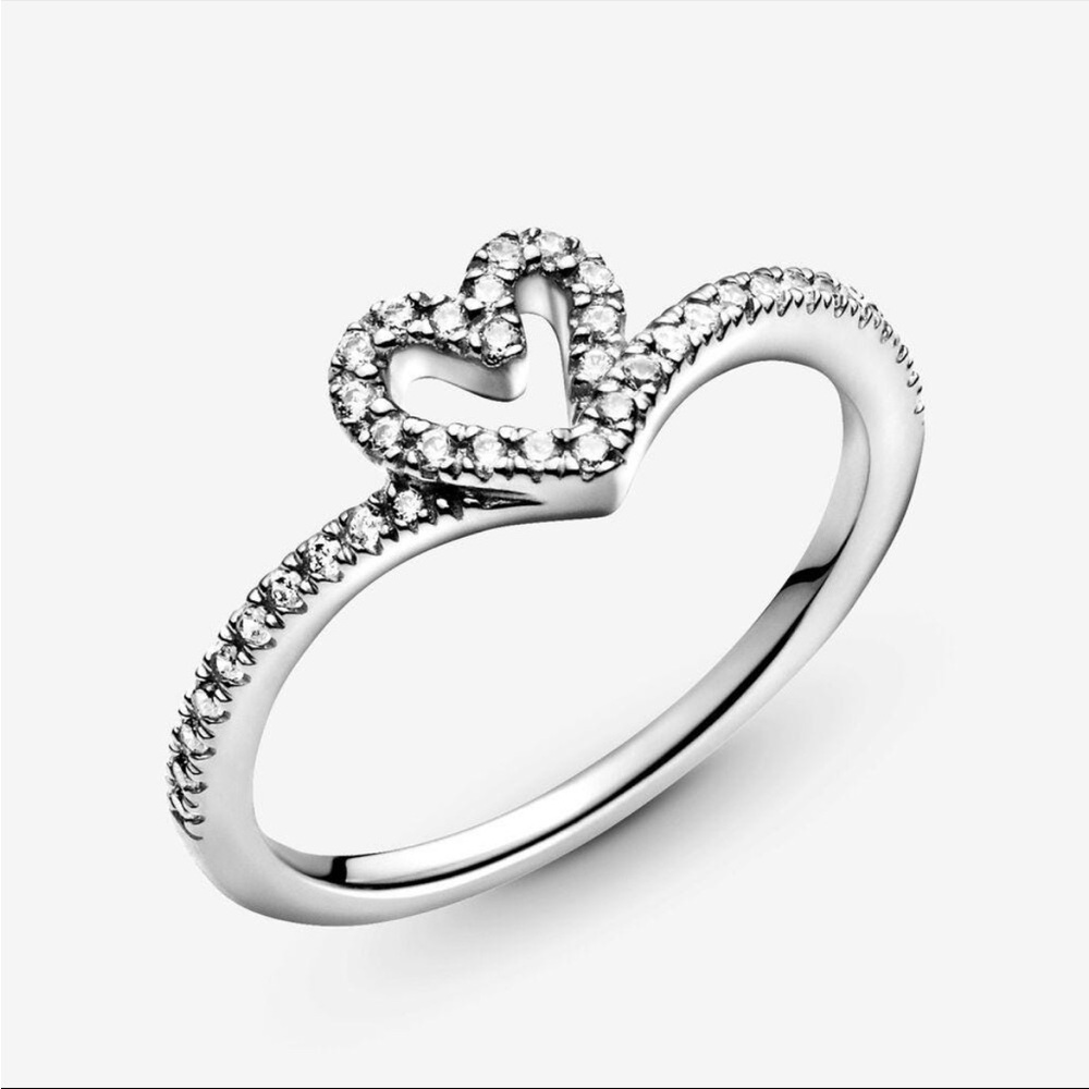 New Pandora Silver Wishbone Heart Ring
